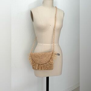 Mar Y Sol Tanya Crossbody Bag NWT Raffia Crescent Shape Lightweight Packable